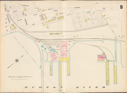 Hudson County, V. 8, Double Page Plate No. 8 [Map bounded by Hackensack Turnpike Rd., Coal Dock Rd., Hudson River, 17th St.]