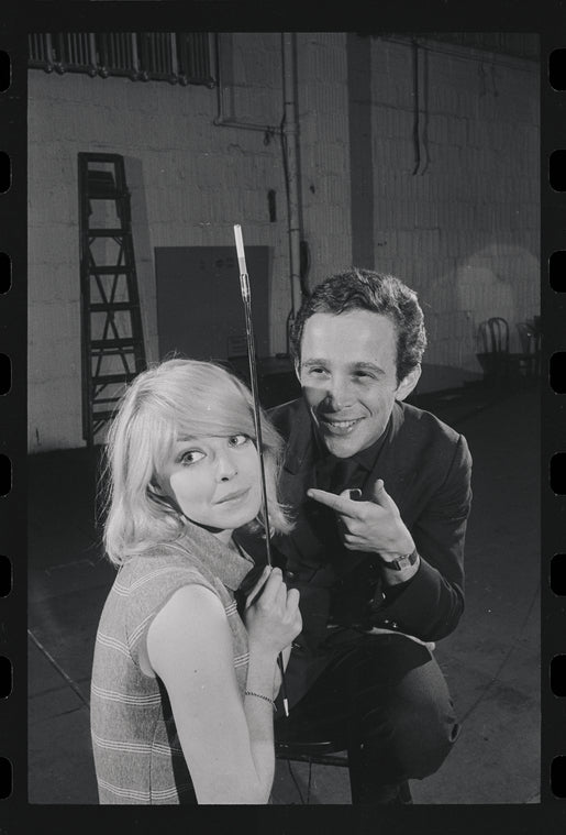 Jill Haworth and Joel Grey in rehearsal for the stage production Cabaret