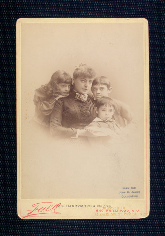 Georgie Drew Barrymore and children, Ethel, Lionel and John.