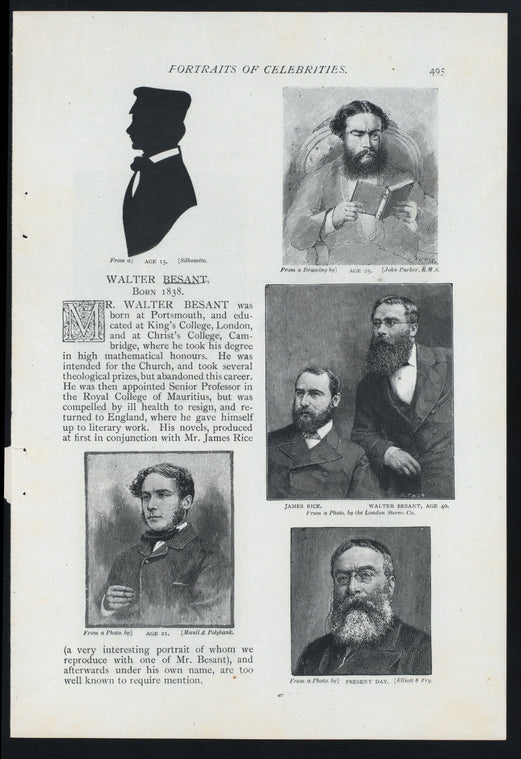 Portaits of celebrities : Walter Besant, born 1838.