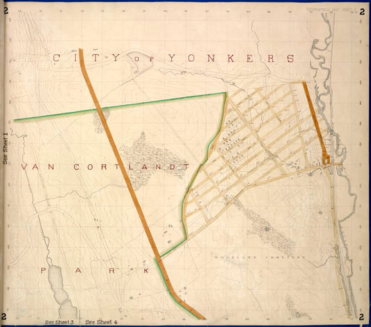 Bronx, Topographical Map Sheet 2; [Map bounded by Midland Ave., Mc. Lean Ave., New York and Harlem Railroad, Mosholu Ave.; Including Croton Aqueduct, New York and Boston Railroad, Tibbet's Brook]