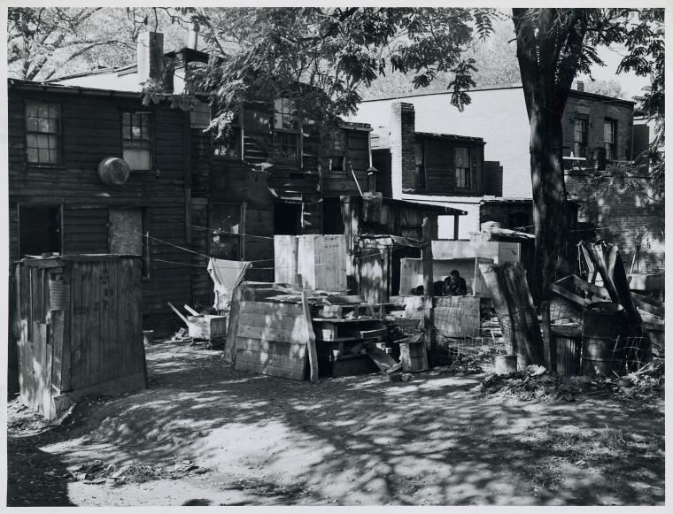 Negro slum area between D and C Streets off 1st Street, SW, Washington, D.C.; Most houses have five small rooms renting for $20.50 a month, with rear wood kitchen shed, cold water, outdoor privy.