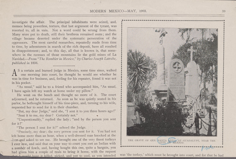 The grave of Gen. Santa Anna, at Guadalupe, near the City of Mexico.