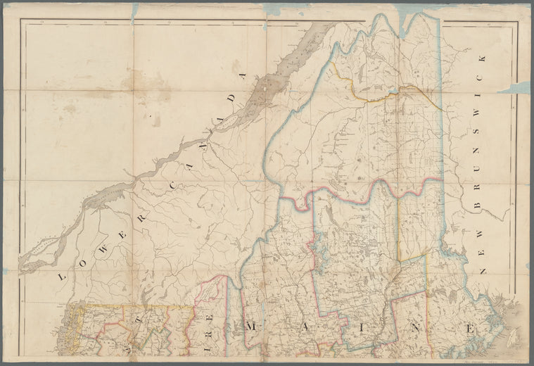 Map of Maine, New Hampshire, Vermont, Massachusetts, Rhode Island, and Connecticut: exhibiting the post offices, post roads, canals, rail roads, &c.