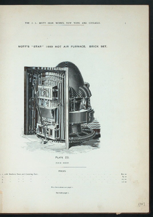 Mott's 'Star' 1889 furnace. Brick set. Plate 23.