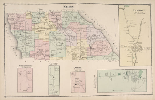 Niles [Township]; Newhope [Village]; Nine Corners [Village]; Pennyville [Village]; Twelve Corners [Village]; Kelloggsville P.O. [Village]