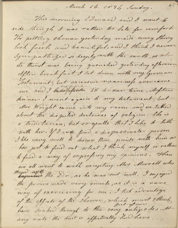 [no salutation] This morning Edward... Mar. 16, 1834.
Letter copied by EPP.