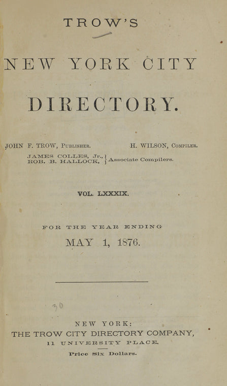 New York City directory: for the year ending May 1, 1876