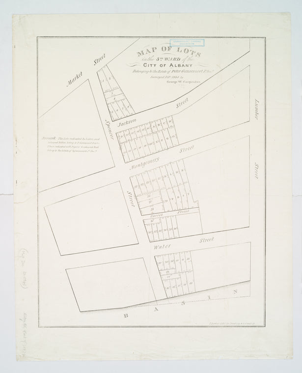 Map of lots in the 5th ward of the city of Albany belonging to the estate of Peter Gansevoort, Jr. decd.
