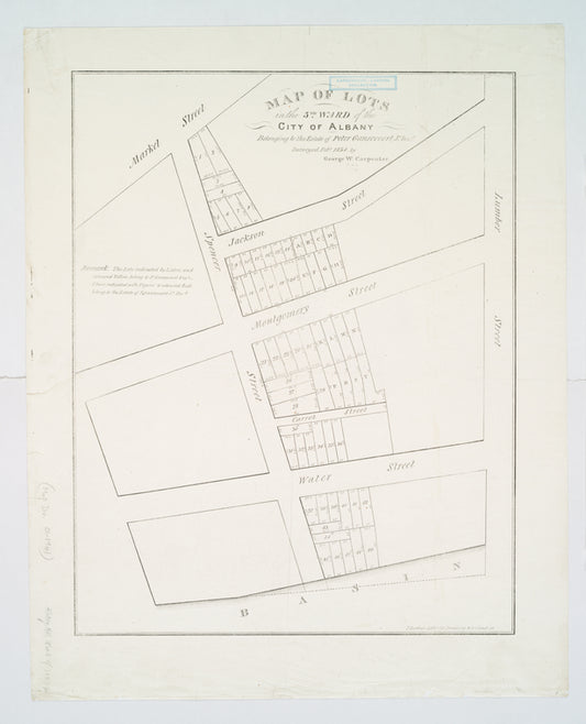 Map of lots in the 5th ward of the city of Albany belonging to the estate of Peter Gansevoort, Jr. decd.