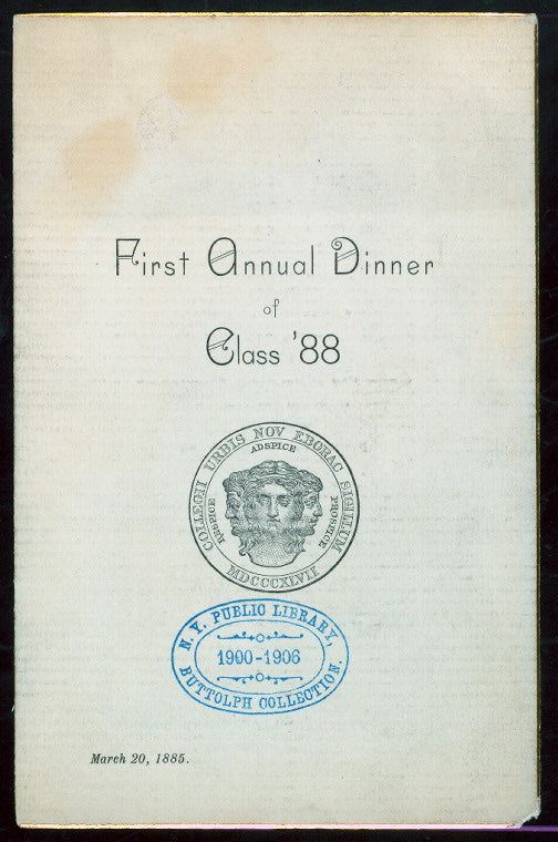 FIRST ANNUAL DINNER [held by] CLASS OF '88 [at] CLARK'S [?] (?)