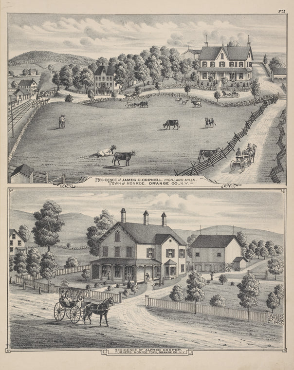 Residence of James C. Cornell. Highland Mills. Town of Monroe, Orange Co., N.Y.; Residence of Alfred Cooper, Turners, Monroe Town, Orange Co., N.Y.