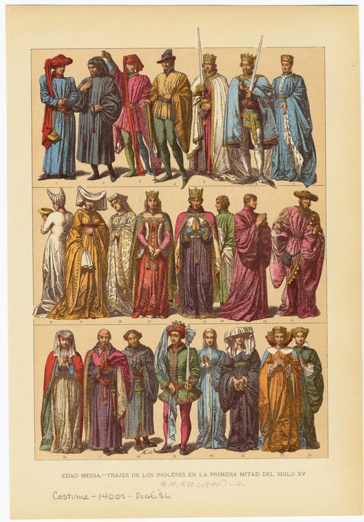 Edad media - trajes de los ingleses en la primera mitad del siglo XV