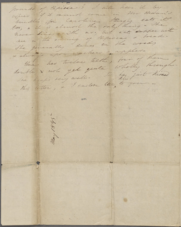 Peabody, Elizabeth [Palmer], mother, AL to. May 1845.