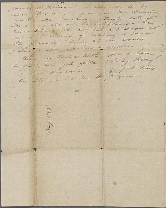 Peabody, Elizabeth [Palmer], mother, AL to. May 1845.