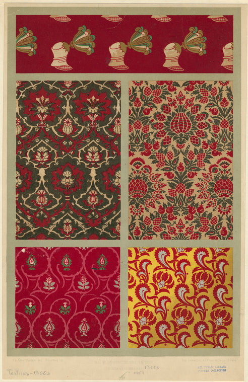 Floral textile designs, 14th century