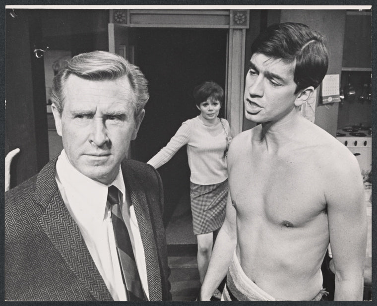 Lloyd Bridges, Lee Lawson and Michael Fairman in the stage production Cactus Flower