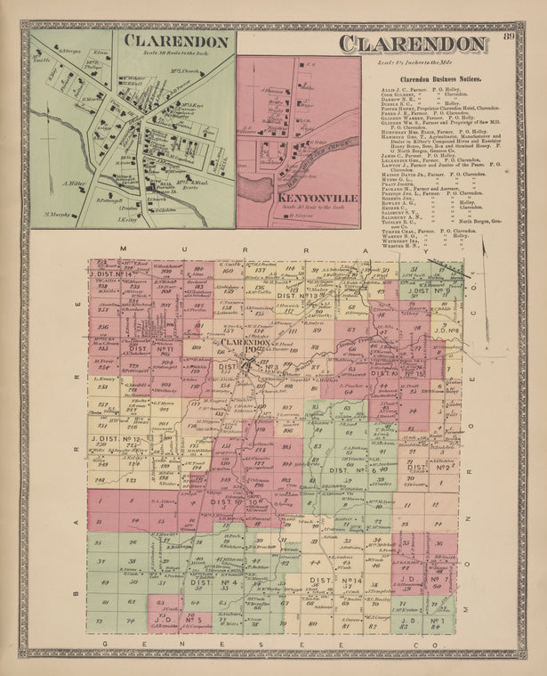Clarendon [Village]; Kenyonville [Village]; Clarendon [Township]; Clarendon Business Notices