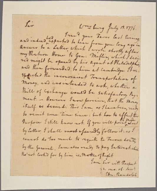Letter to William Battell, Philadelphia