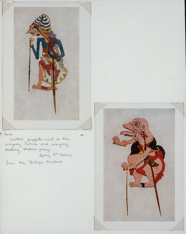 Java - Leather puppets used in the Wayang Purwa and Wayang Gedong shadow-plays. Early 19th century, (from the British Museum)