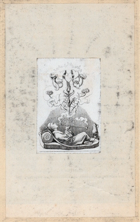 Man reclining on couch smoking (opium?) and dreaming