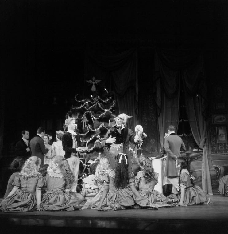 David Richardson and William Dollar as the nephew and Drosselmeyer, in a New York City Ballet production of "The Nutcracker."