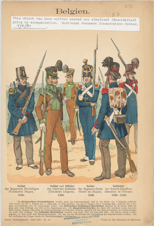 Belgien. Soldat ; Soldat und Offizier ; Soldat ; Soldaten