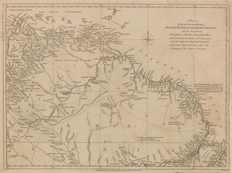 A map of Dutch settlements of Surinam, Demerary, Issequibo, Berbices, ...