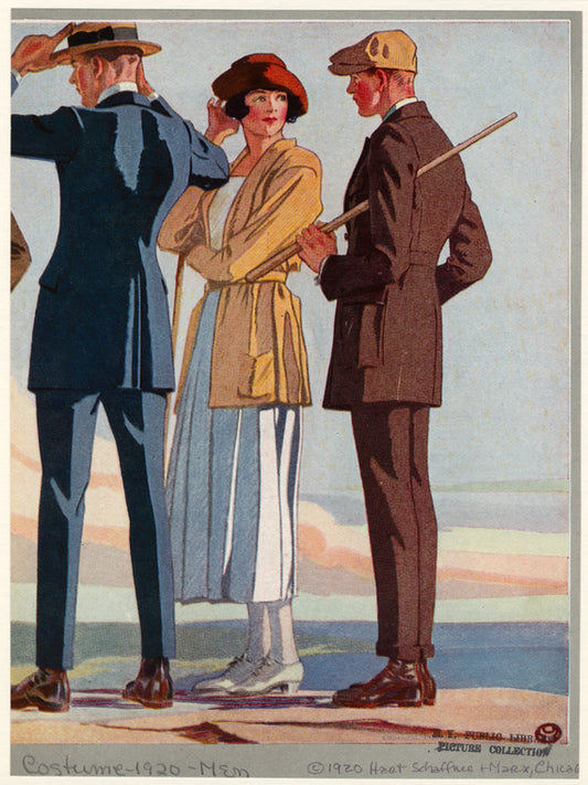 Men in suits and woman wearing jacket, United States, 1920s