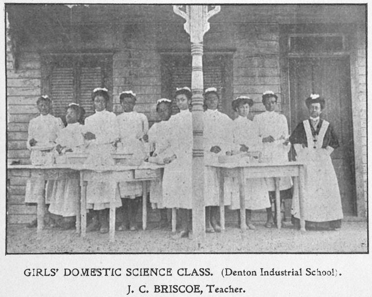 Girls' Domestic Science Class; [Denton Industrial School]; J. C. Briscoe, teacher.