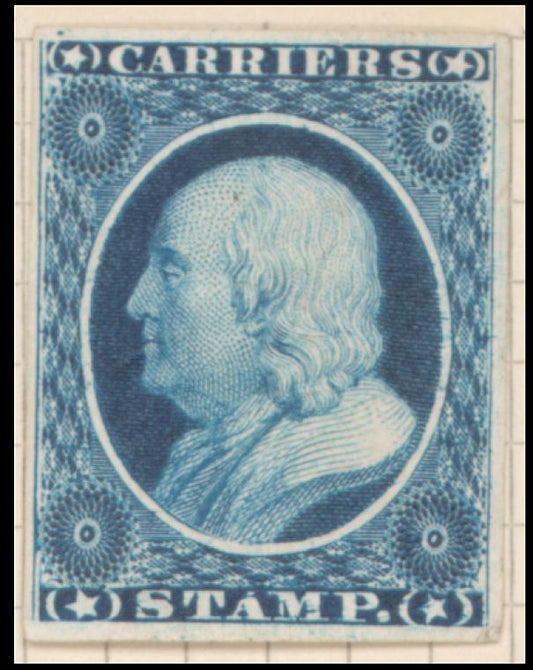 1c blue Franklin carrier plate proof single