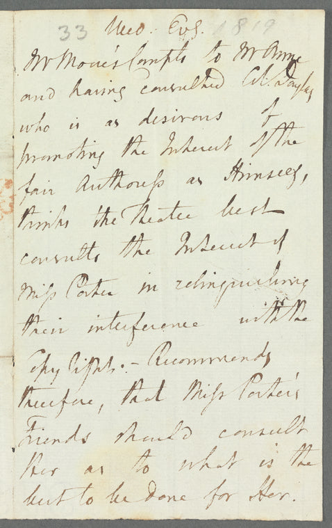 Peter Moore to Cosmo Orme, autograph letter third person