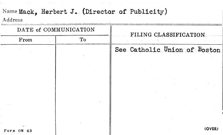 Mack, Herbert J. (Director of Publicity)
