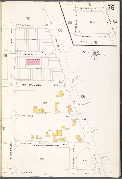 Brooklyn V. 8, Plate No. 76 [Map bounded by Vermont St., New Lots Ave., Alabama Ave., Riverdale Ave.]
