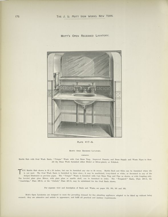 Mott's Open Recessed Lavatory.