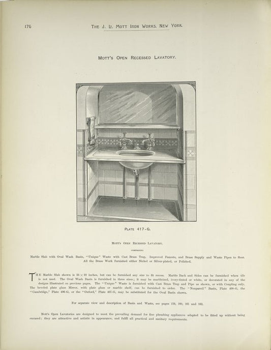 Mott's Open Recessed Lavatory.
