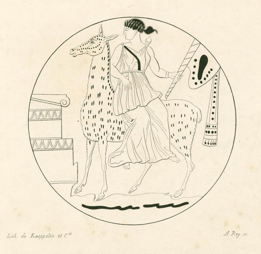 Diana mounted on a hind before a funerary altar