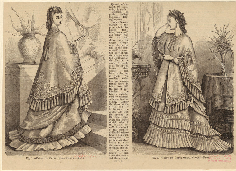 Crêpe de chine opera cloak - front and back