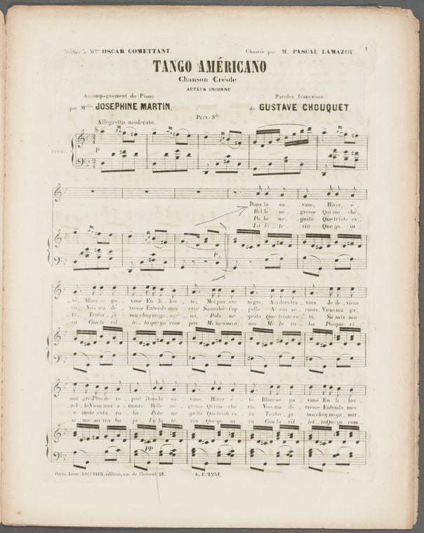 Tango americano: chanson Creole