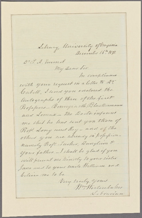 Letter to Dr. T[homas] A[ddis]