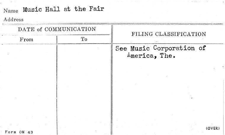 Music Hall at the Fair
