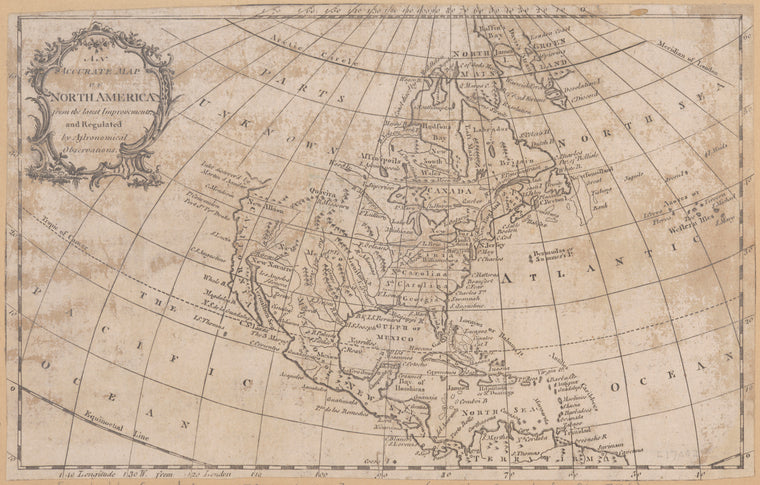 An accurate map of North America from the latest improvements, and regulated by astronomical observations.