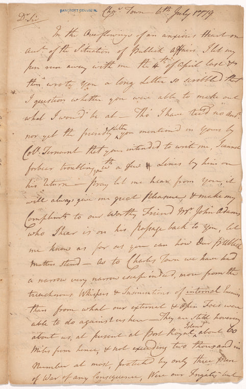 Letter from Christopher Gadsden