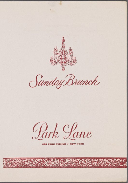 Sunday brunch menu, Park Lane
