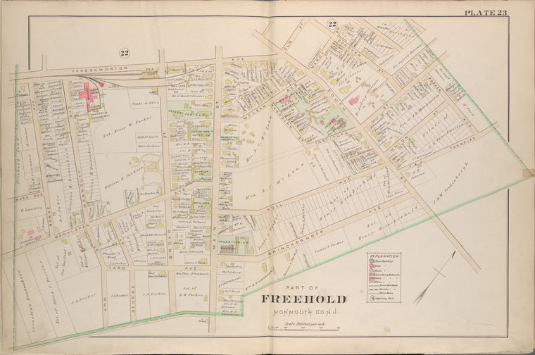 Monmouth County, Double Page Plate No. 23 [Map Bounded by Elm St., Brinckerhaff Ave., Bowne Ave., Throckmorton Ave.]