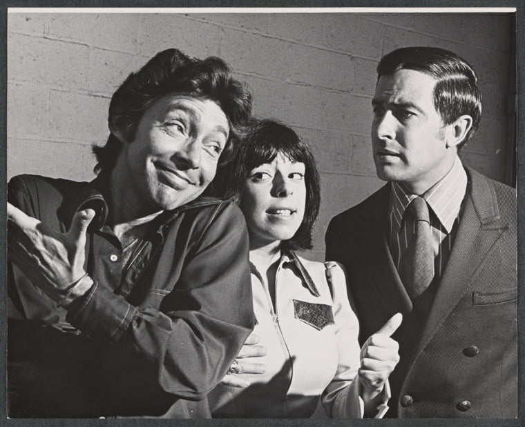 Kenneth Nelson, Ron Husmann and unidentified in rehearsal for the stage production Lovely ladies, Kind Gentlemen