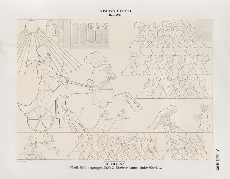 Neues Reich. Dynastie XVIII.  El Amarna [Tell el-Amarna]. Nördliche Gräbergruppe. Grab 3. Zweiter Raum, linke Wand A.