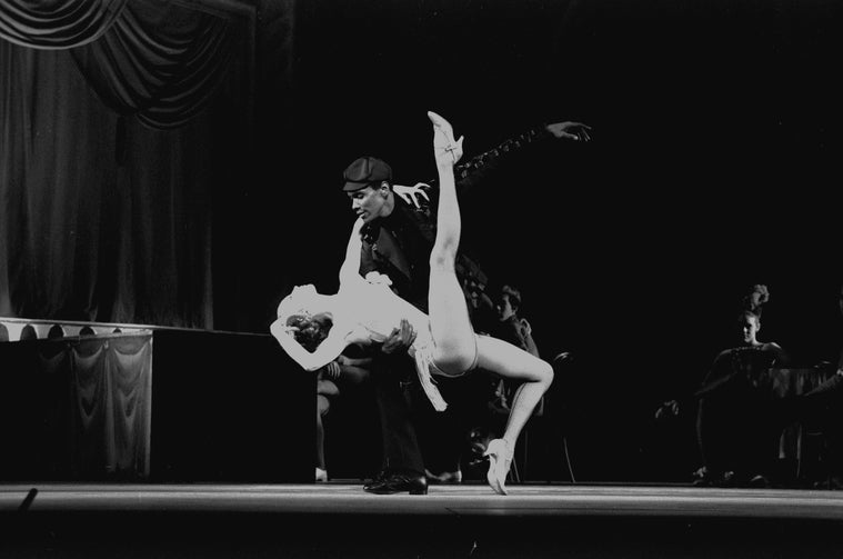 New York City Ballet production of "Slaughter on Tenth Avenue" with Suzanne Farrell and Arthur Mitchell, choreography by George Balanchine (New York)