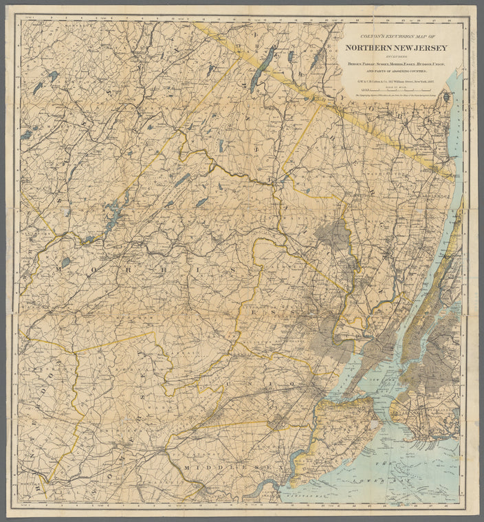 Colton's excursion map of Northern New Jersey: including  Bergen,  Passaic, Sussex, Morris,  Essex, Hudson,  Union, and parts of adjoining counties