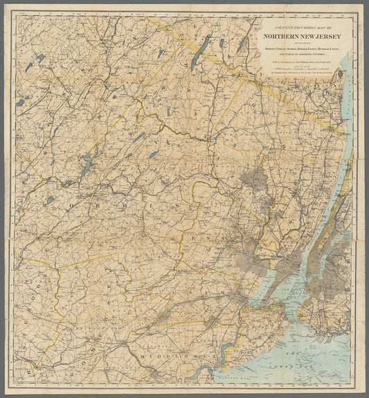 Colton's excursion map of Northern New Jersey: including  Bergen,  Passaic, Sussex, Morris,  Essex, Hudson,  Union, and parts of adjoining counties